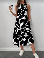Vestido de Dama Monochrome Leaf Flow