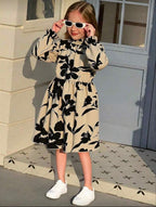 Vestido Infantil Floral Black & Ivory