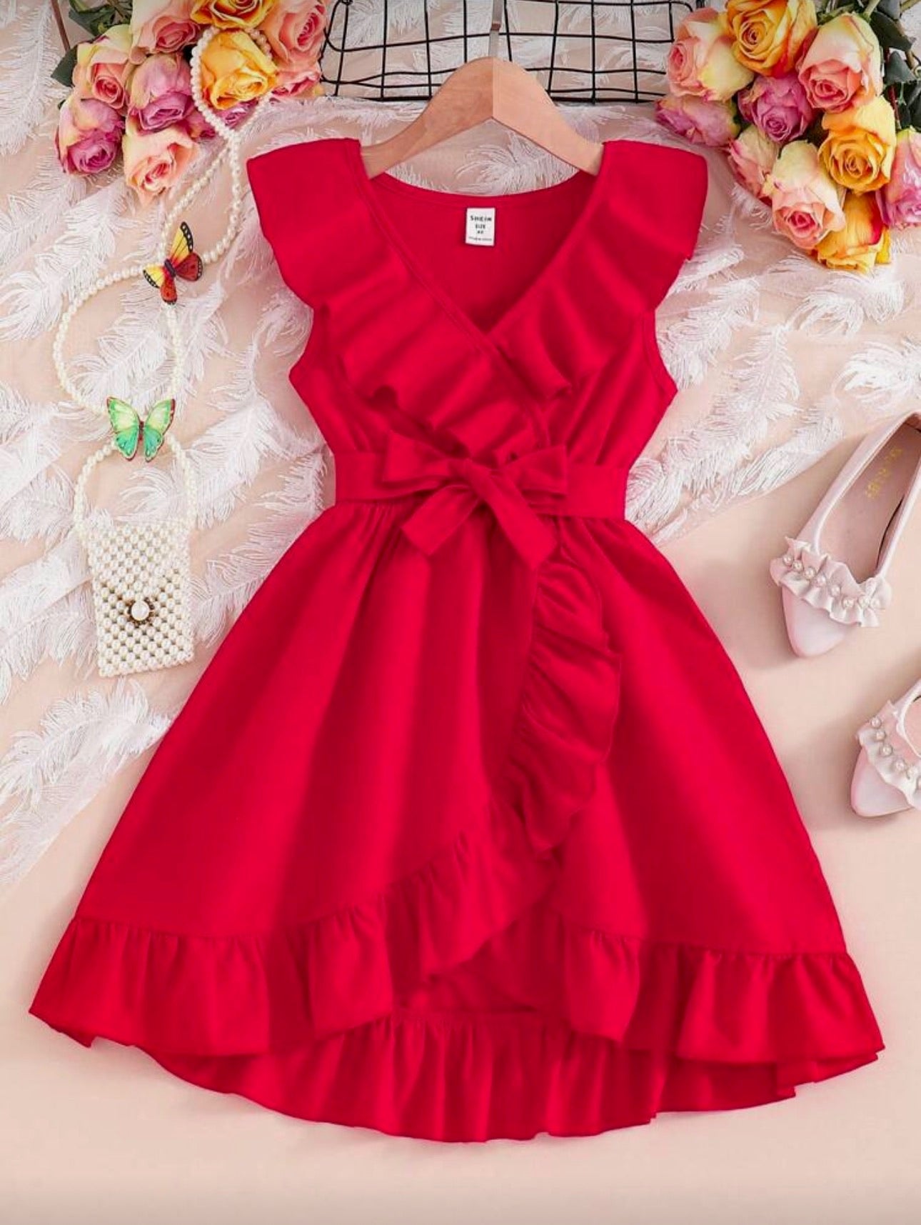 Vestido Infantil Red Ruffle Bow