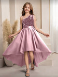 Vestido Infantil Pink High Low Elegance