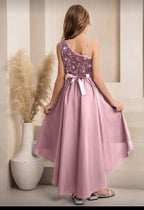 Vestido Infantil Pink High Low Elegance