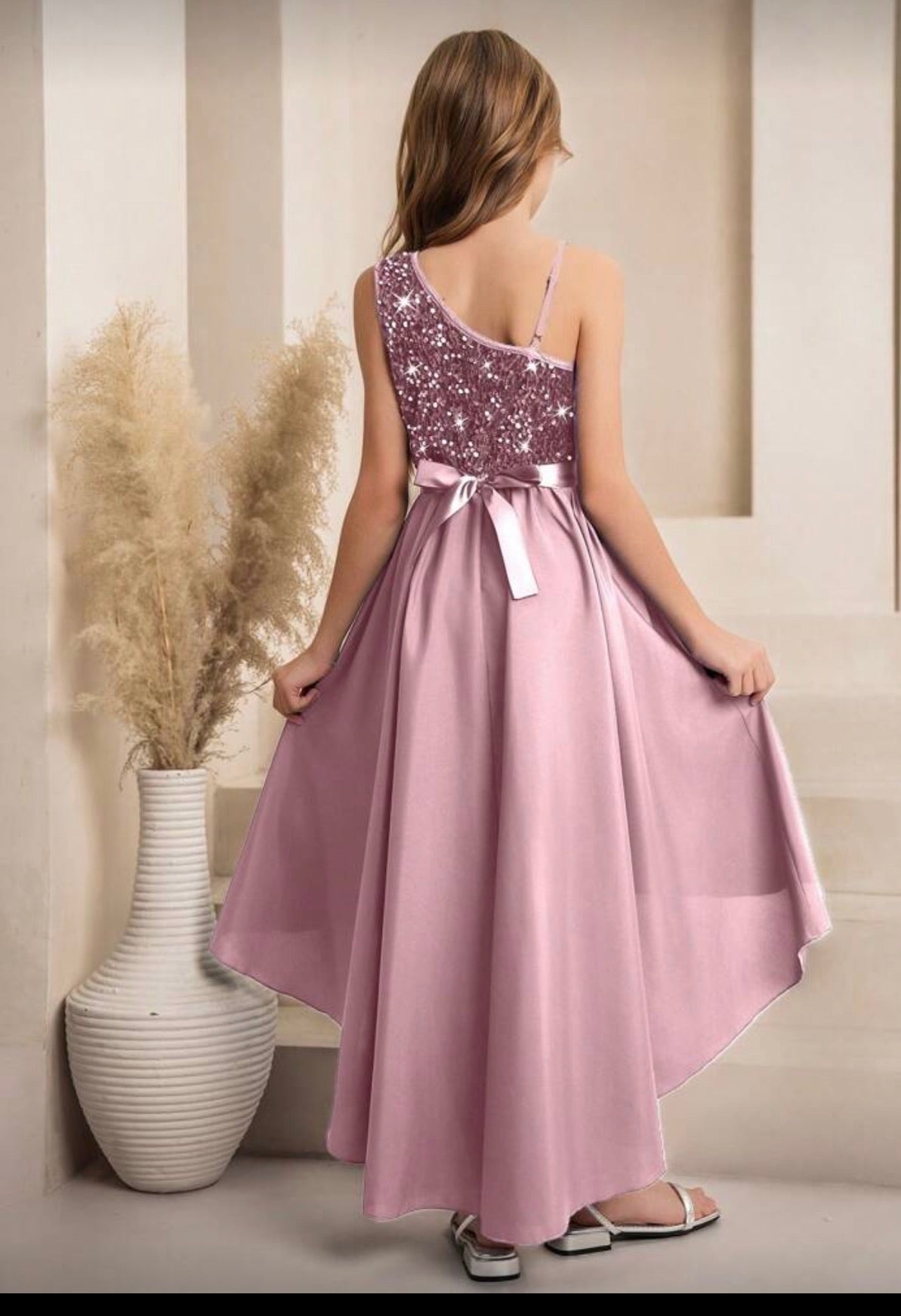 Vestido Infantil Pink High Low Elegance