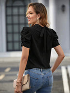 Blusa de Dama Black Puff Sleeve Classic