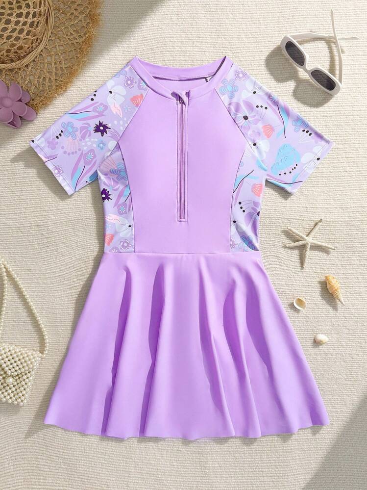 Traje de Baño de Niña Lilac Floral Guard