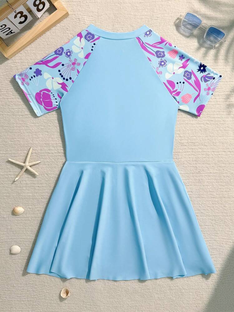 Traje de Baño de Niña Aqua Floral Guard