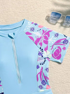 Traje de Baño de Niña Aqua Floral Guard