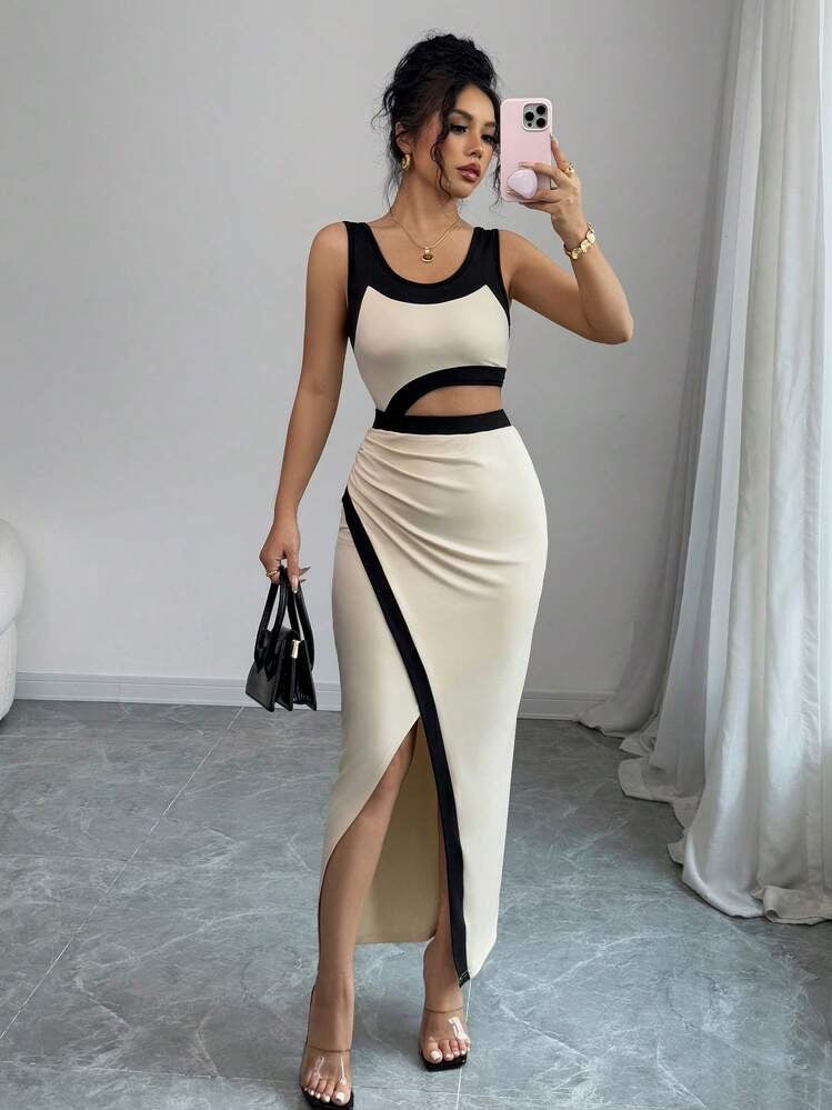 Vestido de Dama Black & Ivory Glam