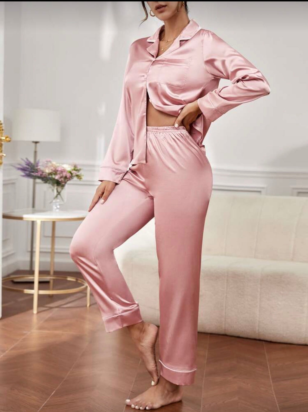 Pijama de Dama de Seda Rose Classic