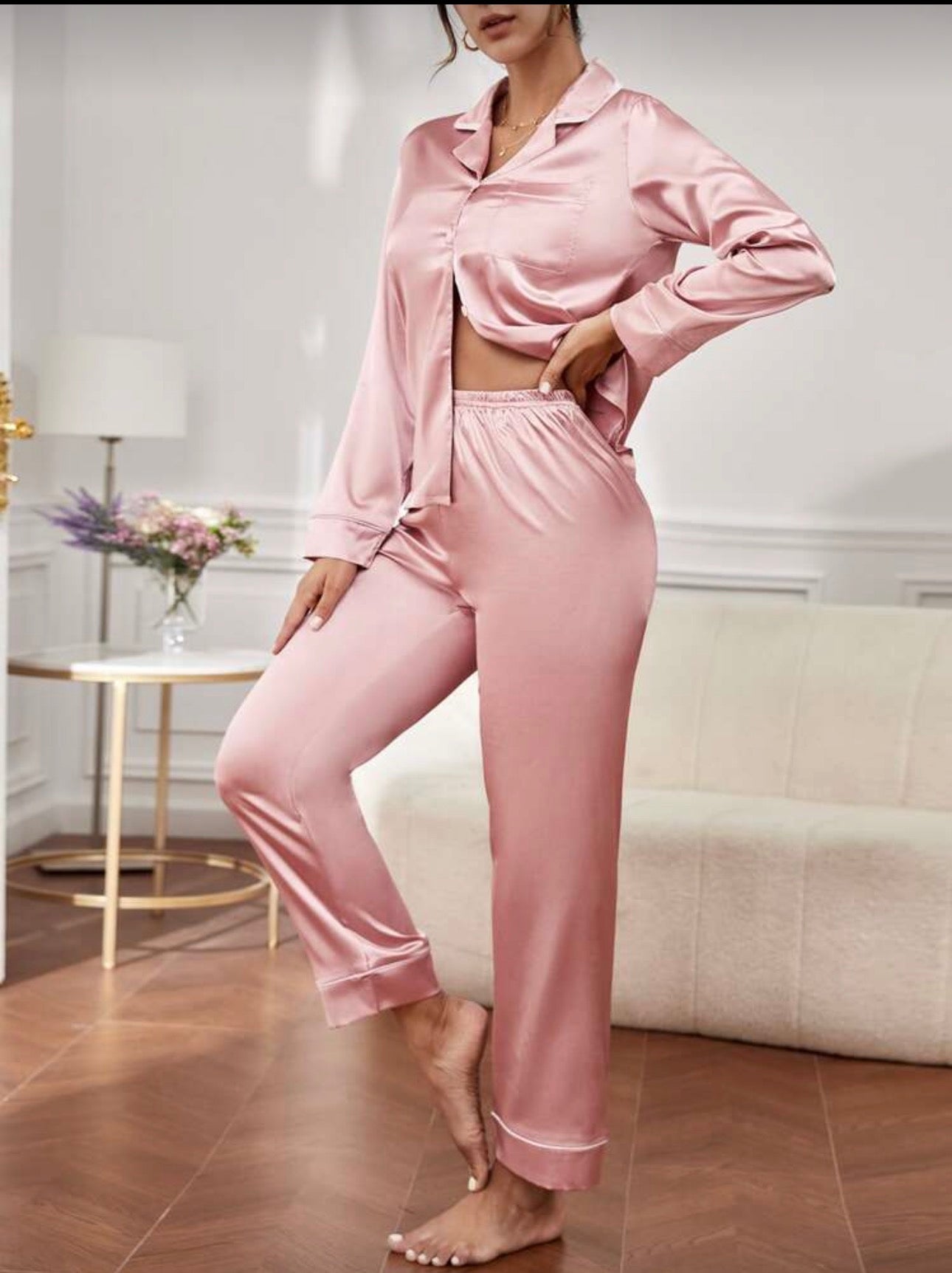 Pijama de Dama de Seda Rose Classic