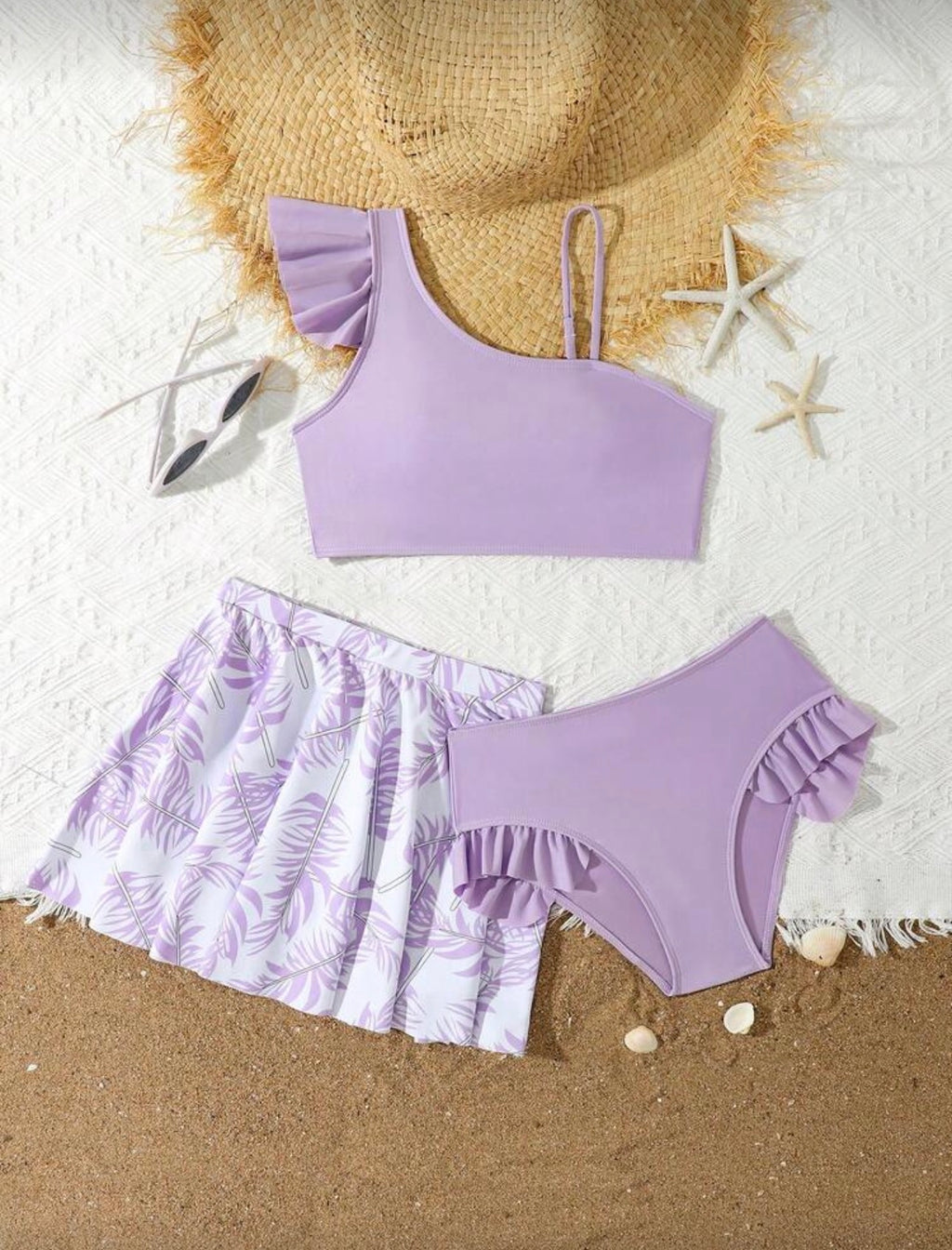 Traje de Baño de Niña Lila Tropical