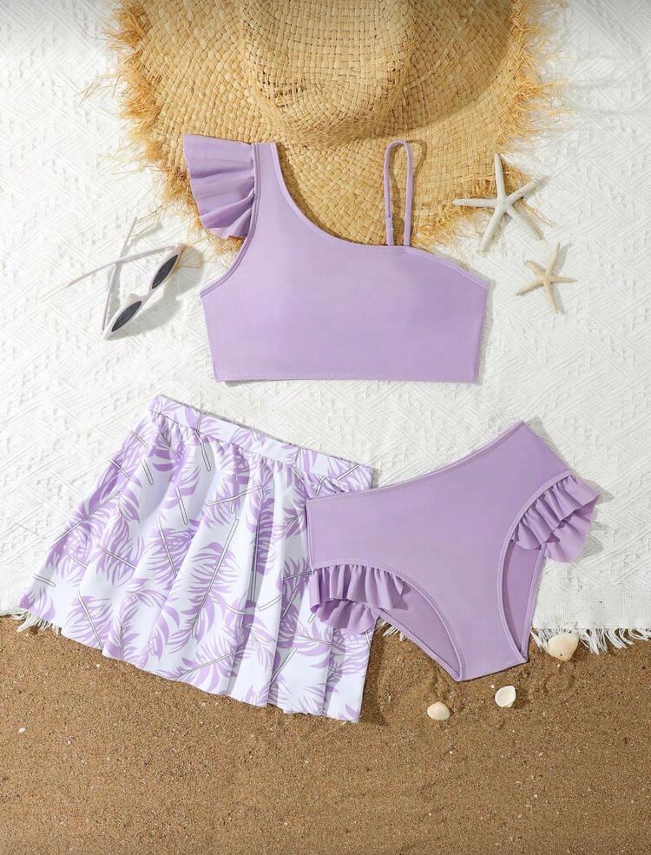 Traje de Baño de Niña Lila Tropical