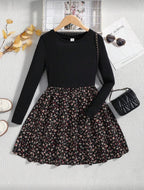 Vestido Infantil Noir Bloom