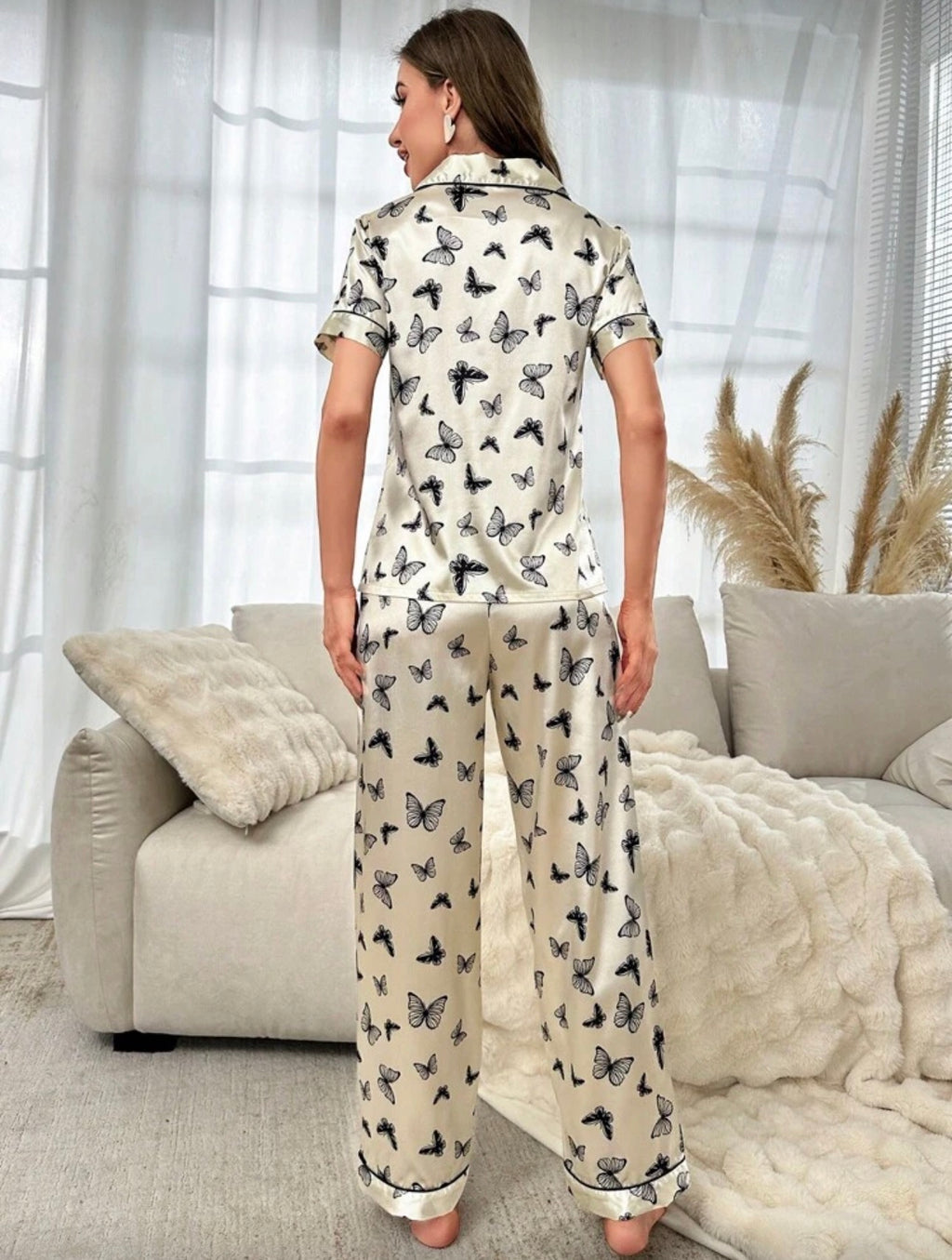 Pijama de Dama de Seda Ivory Flutter