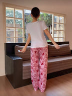 Pijama de Dama con Estampado de Corazones