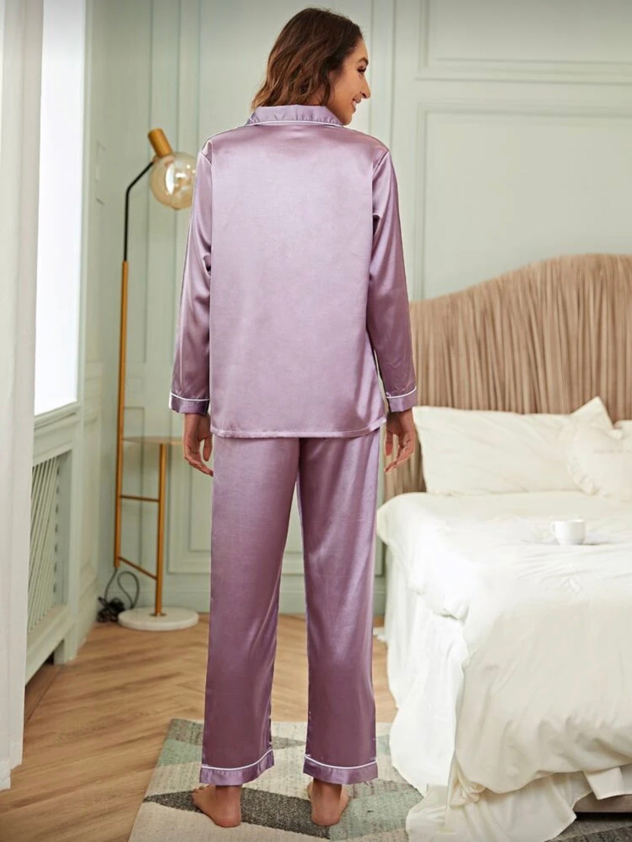 Pijama de Dama de Seda Nauve Lavender