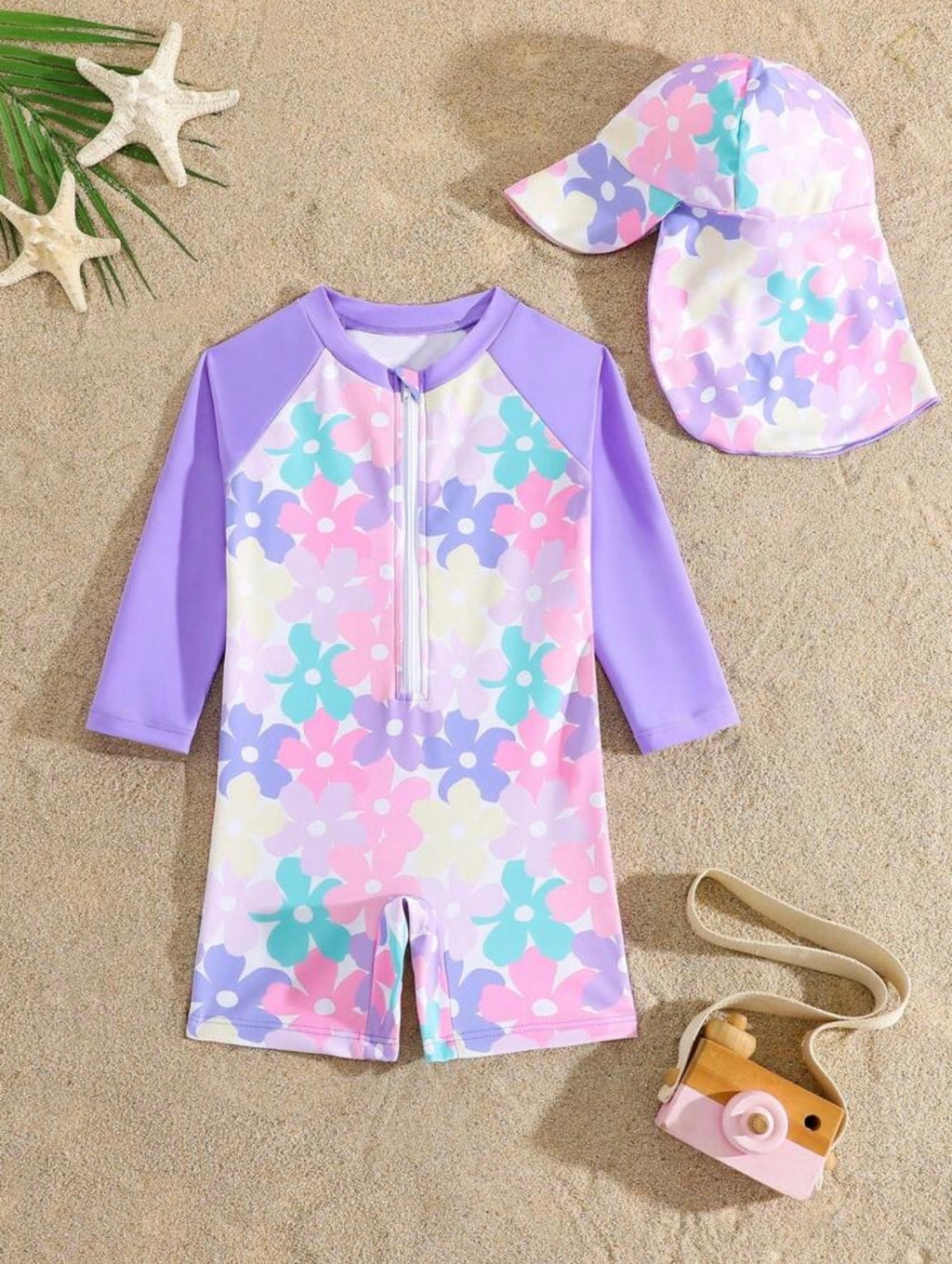 Traje de Baño de Niña Pastel Flowers