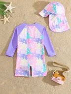 Traje de Baño de Niña Pastel Flowers