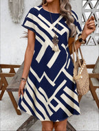 Vestido de Dama Navy Geometry