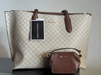 Bolsa Nine West Signature Large Tote Set Vanilla