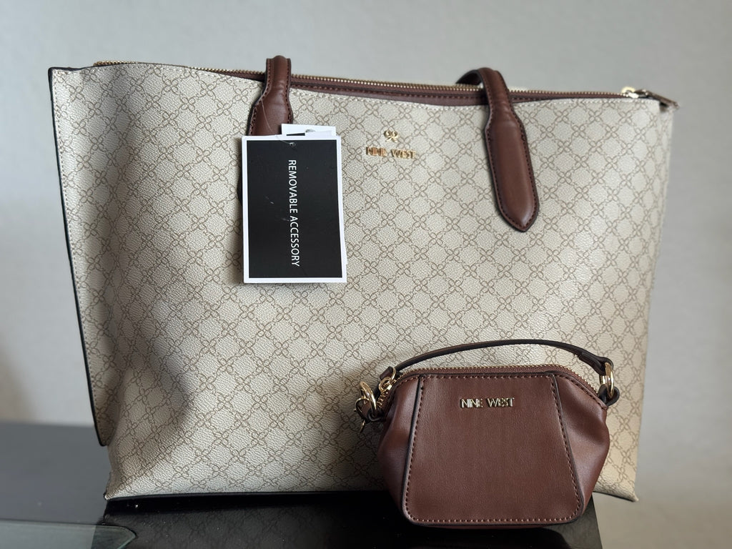 Bolsa Nine West Signature Large Tote Set Vanilla