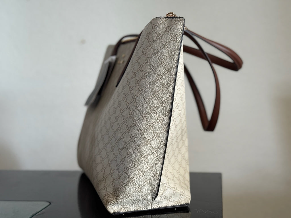 Bolsa Nine West Signature Large Tote Set Vanilla