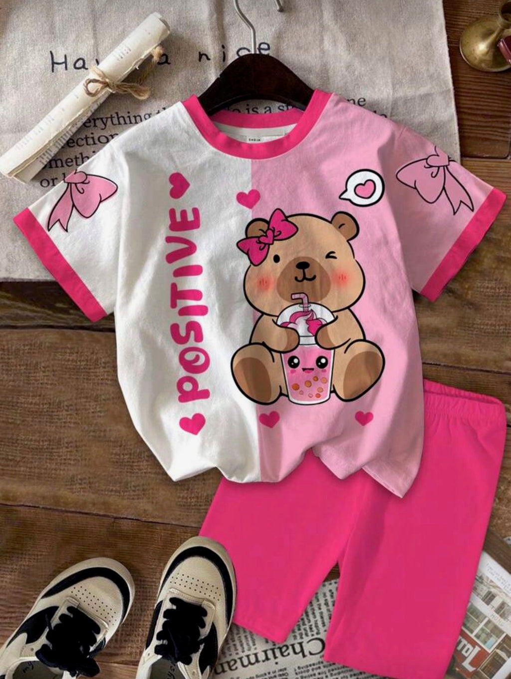 Conjunto Infantil Capibara Pink Casual
