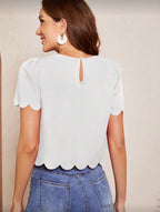 Blusa Femenina White Scallop