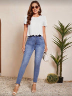 Blusa Femenina White Scallop