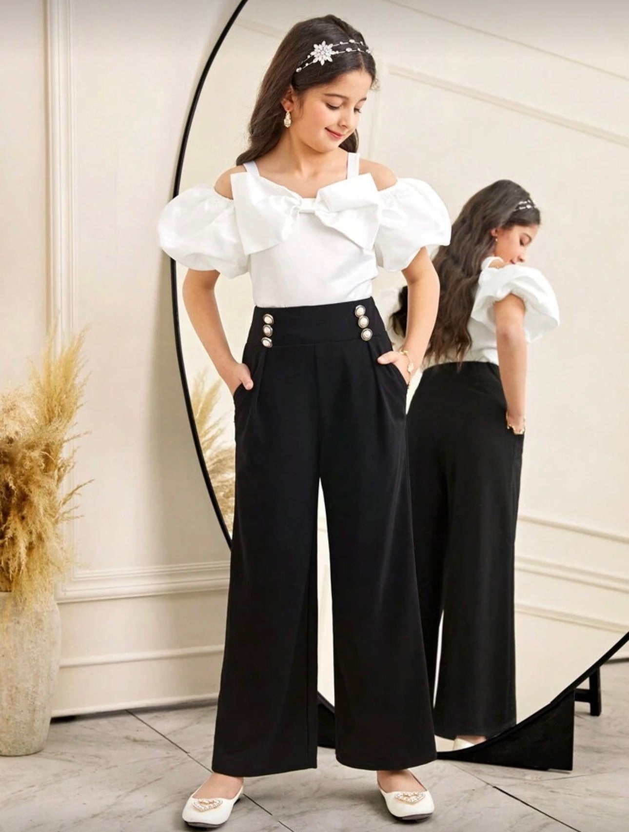 Pantalón Infantil Noir Button Chic
