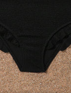 Traje de Baño Infantil Black Ruffle Texture