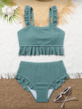 Traje de Baño Infantil Sage Ruffle Texture