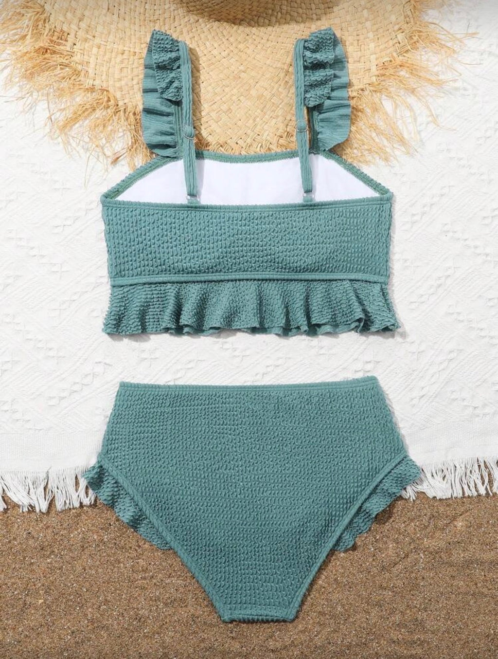 Traje de Baño Infantil Sage Ruffle Texture