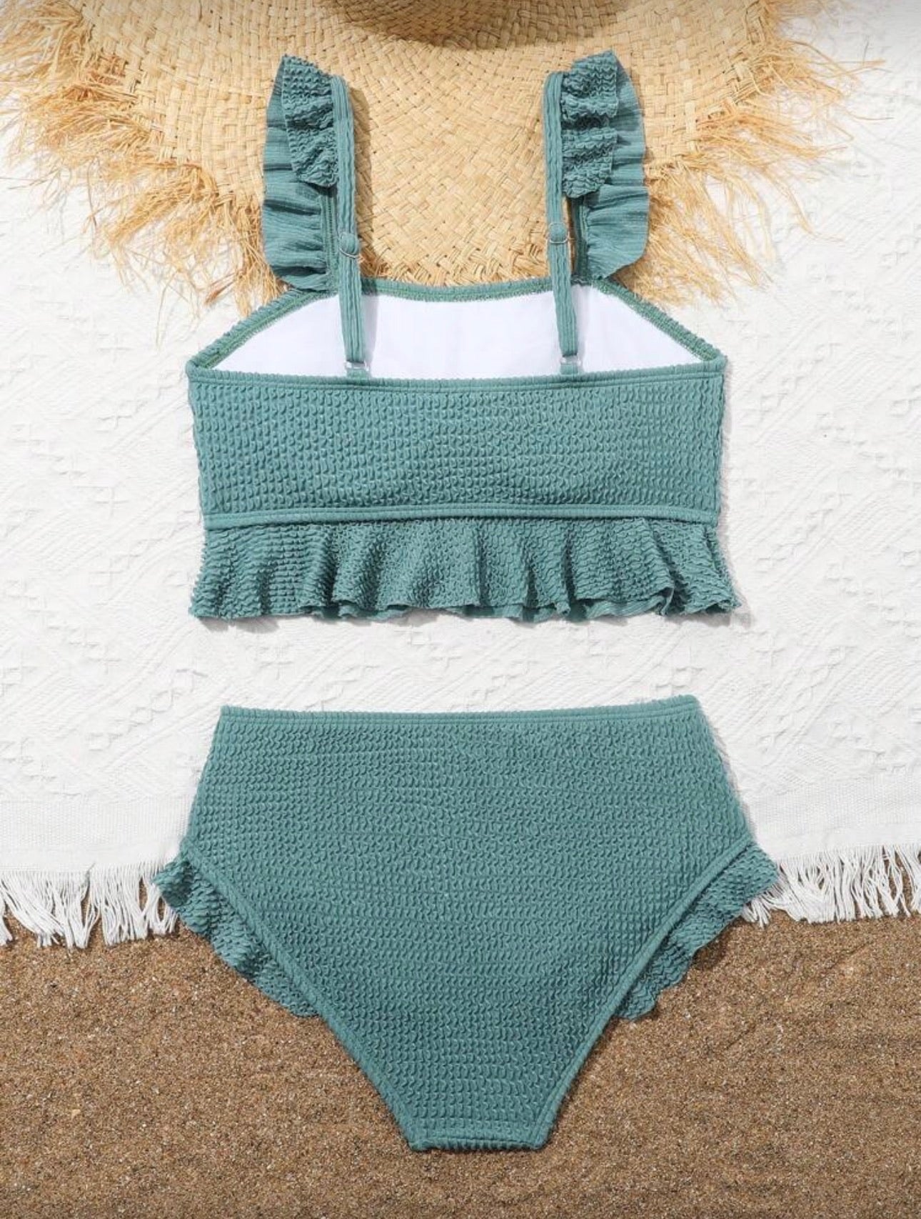 Traje de Baño Infantil Sage Ruffle Texture