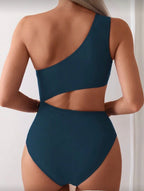 Traje de Baño Femenino Teal One-Shoulder Cut
