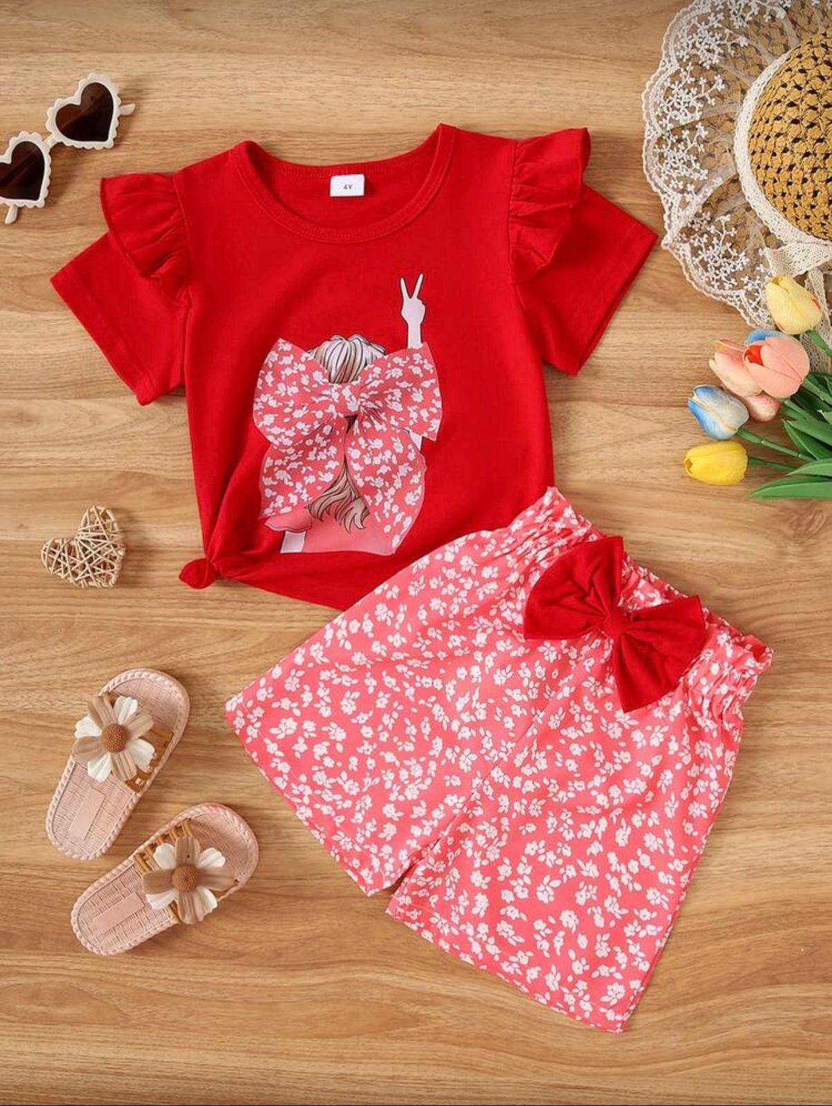Conjunto infantil Red Bow Blossom